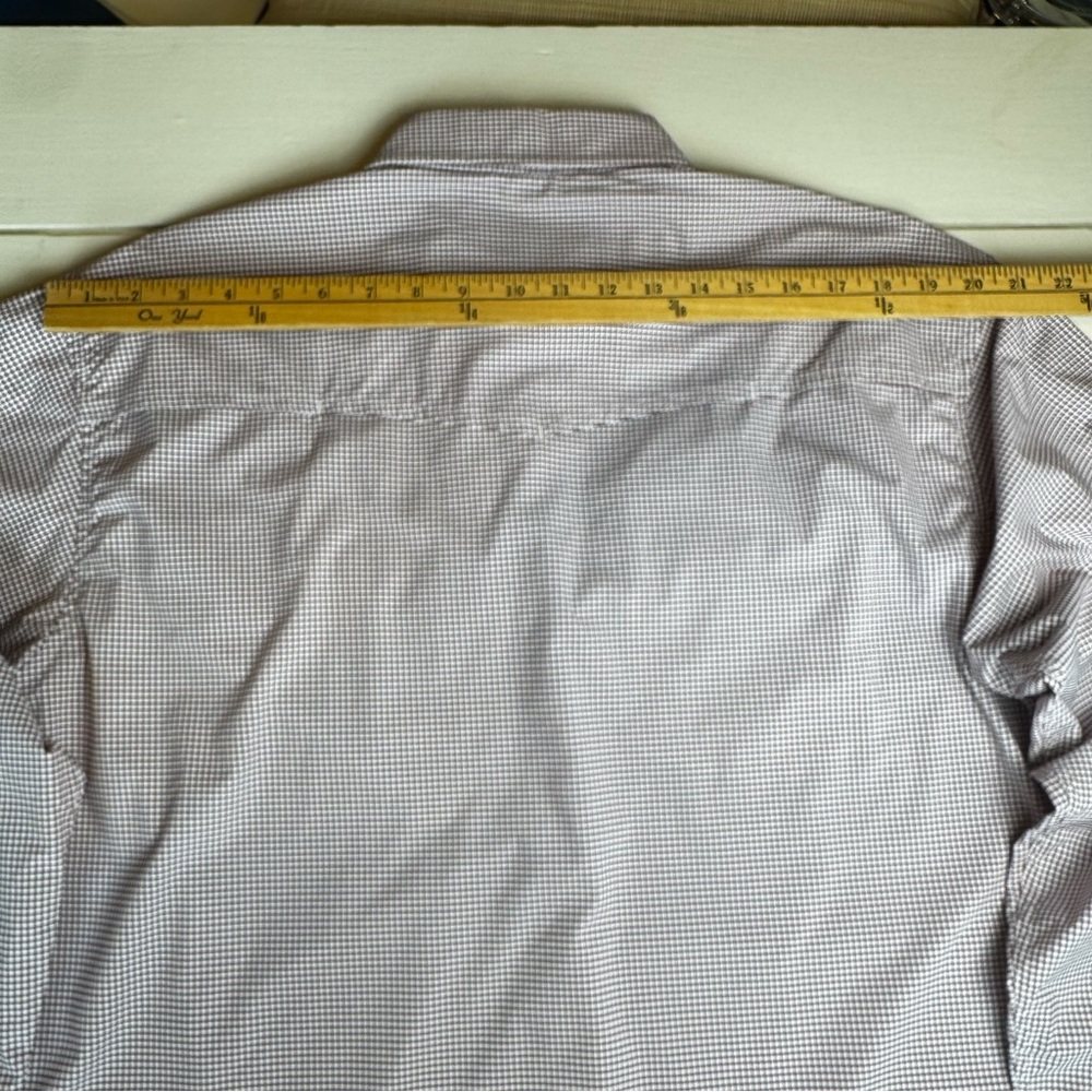 PONCHO Men's Long-Sleeve Pearl Snap Shirt in Maroon Microcheck - Picture 10 of 12